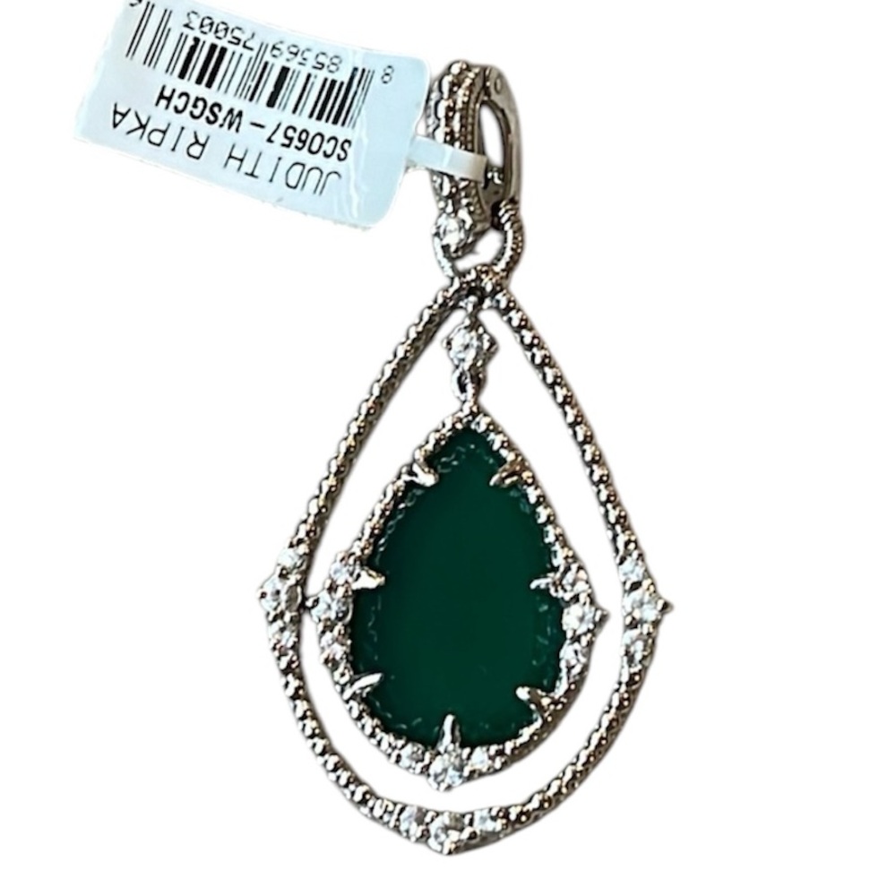 Judith Ripka JR TWO Sterling, Chalcedony & White Saphire Enhancer Pendant NWT